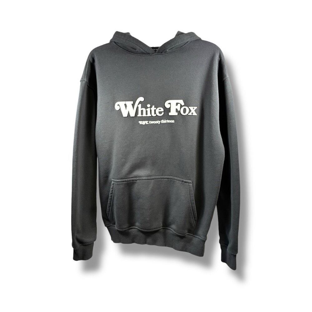 White Fox Twin Flame Oversized Hoodie in Charcoal Size S/M
